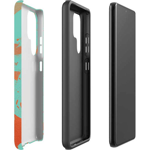 Turquoise and Orange Marble Galaxy S22 Ultra Pro Case
