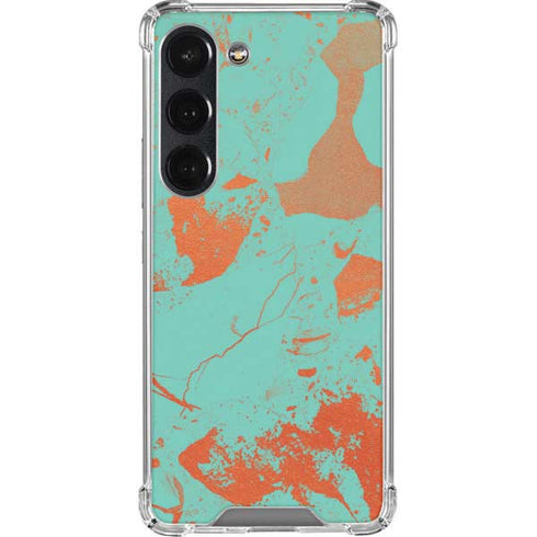 Turquoise and Orange Marble Galaxy S23 Clear Case