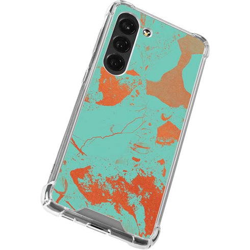 Turquoise and Orange Marble Galaxy S23 Clear Case