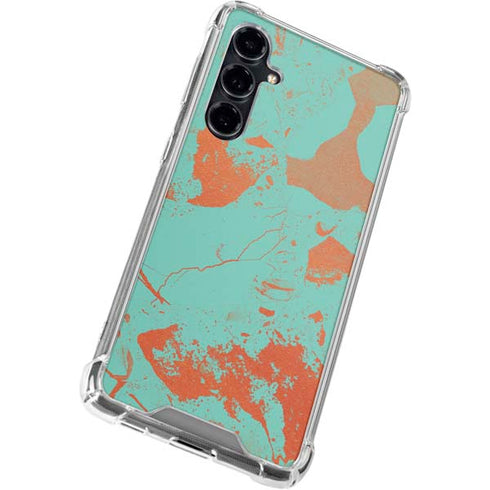 Turquoise and Orange Marble Galaxy S23 FE Clear Case