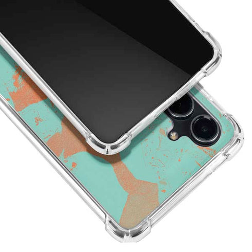 Turquoise and Orange Marble Galaxy S23 FE Clear Case