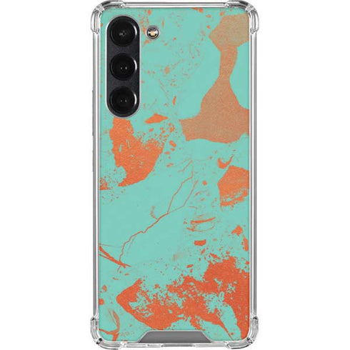 Turquoise and Orange Marble Galaxy S23 Plus Clear Case