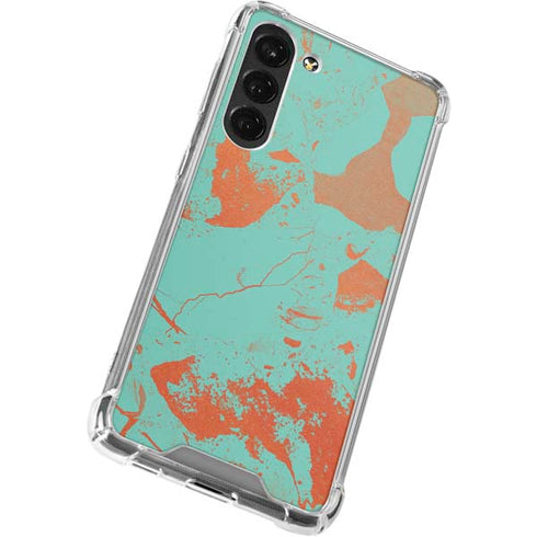 Turquoise and Orange Marble Galaxy S23 Plus Clear Case