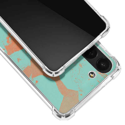 Turquoise and Orange Marble Galaxy S23 Plus Clear Case