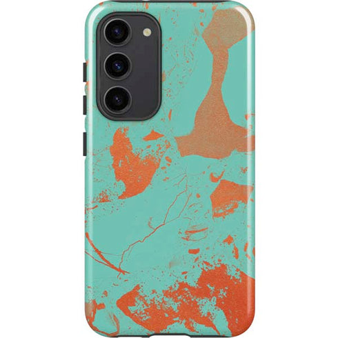 Turquoise and Orange Marble Galaxy S23 Plus Pro Case
