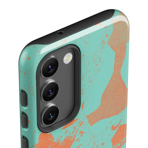 Turquoise and Orange Marble Galaxy S23 Plus Pro Case