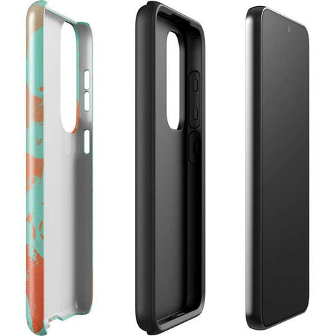 Turquoise and Orange Marble Galaxy S23 Plus Pro Case