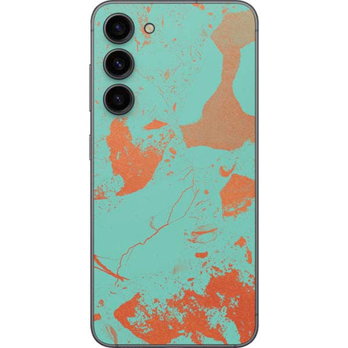 Turquoise and Orange Marble Galaxy S23 Plus Skin