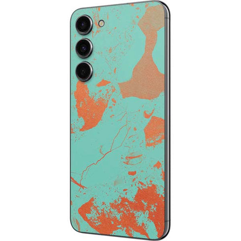 Turquoise and Orange Marble Galaxy S23 Plus Skin