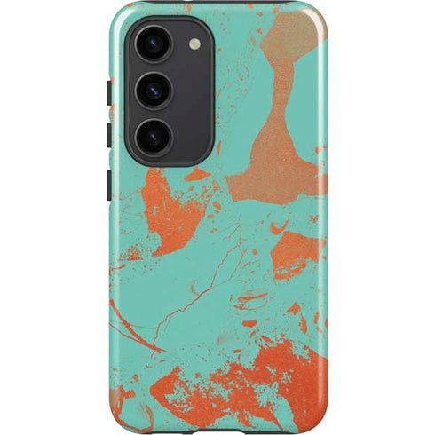 Turquoise and Orange Marble Galaxy S23 Pro Case