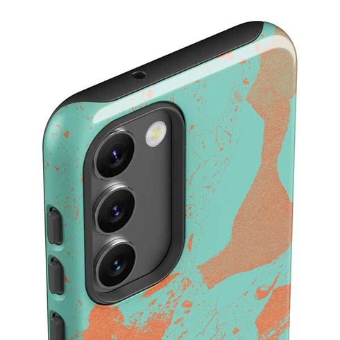 Turquoise and Orange Marble Galaxy S23 Pro Case