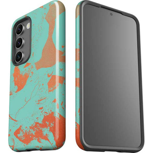 Turquoise and Orange Marble Galaxy S23 Pro Case