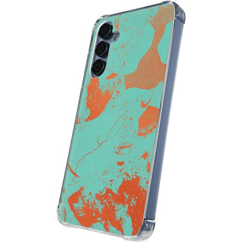 Turquoise and Orange Marble Galaxy S24 Clear Case