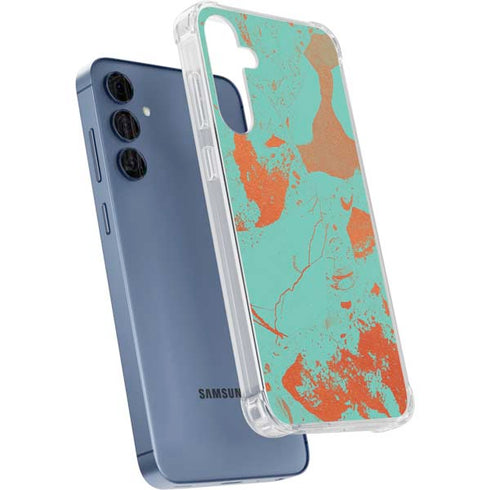 Turquoise and Orange Marble Galaxy S24 Clear Case