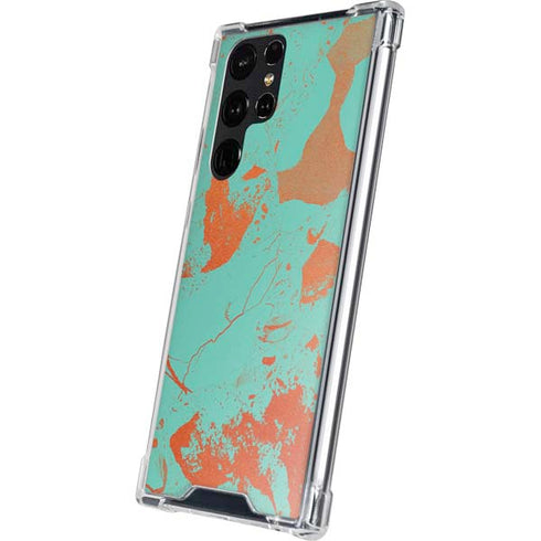 Turquoise and Orange Marble Galaxy S24 Ultra Clear Case