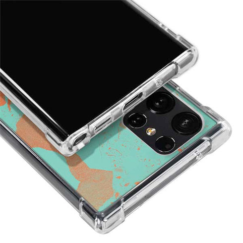 Turquoise and Orange Marble Galaxy S24 Ultra Clear Case