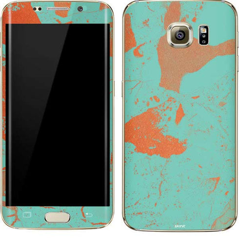 Turquoise and Orange Marble Galaxy S7 Edge Skin