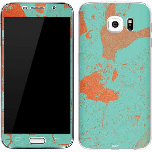 Turquoise and Orange Marble Galaxy S7 Skin
