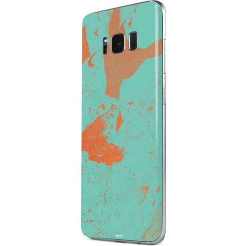 Turquoise and Orange Marble Galaxy S8 Skin