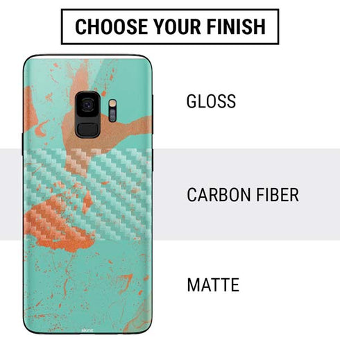 Turquoise and Orange Marble Galaxy S9 Skin