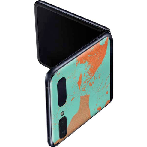 Turquoise and Orange Marble Galaxy Z Flip Skin