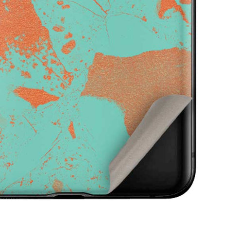 Turquoise and Orange Marble Galaxy Z Flip Skin