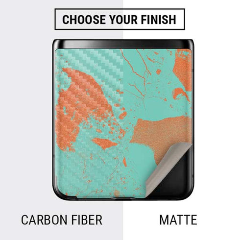 Turquoise and Orange Marble Galaxy Z Flip Skin