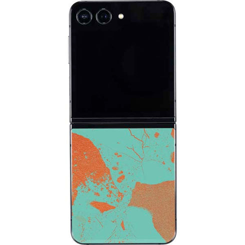 Turquoise and Orange Marble Galaxy Z Flip5 5G Skin