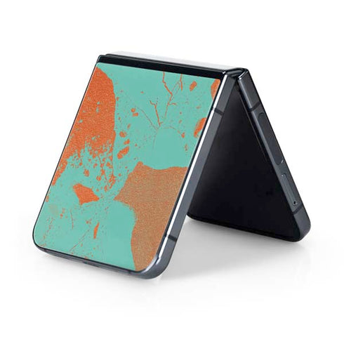 Turquoise and Orange Marble Galaxy Z Flip5 5G Skin