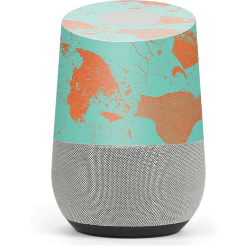 Turquoise and Orange Marble Google Home Skin