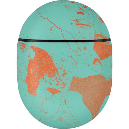 Turquoise and Orange Marble Google Pixel Buds Skin