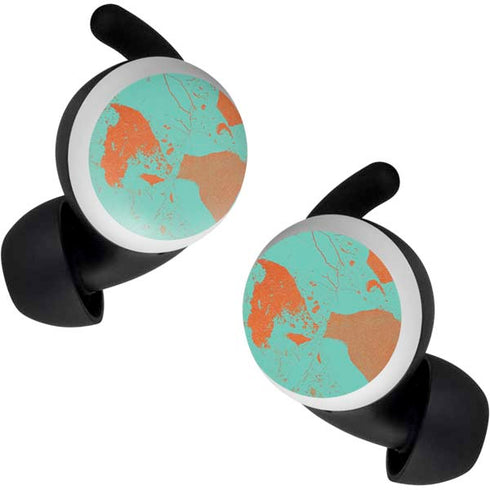 Turquoise and Orange Marble Google Pixel Buds Skin