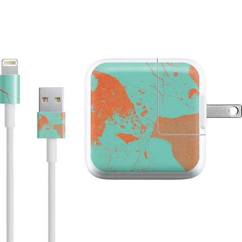 Turquoise and Orange Marble iPad Charger (10W USB) Skin