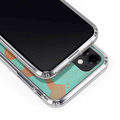 Turquoise and Orange Marble iPhone 11 Clear Case