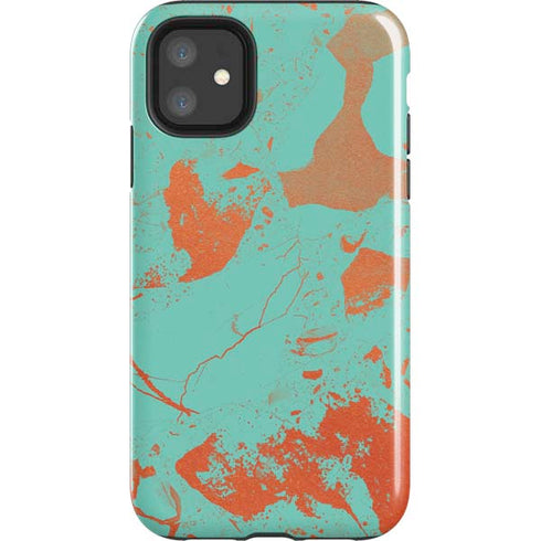 Turquoise and Orange Marble iPhone 11 Impact Case