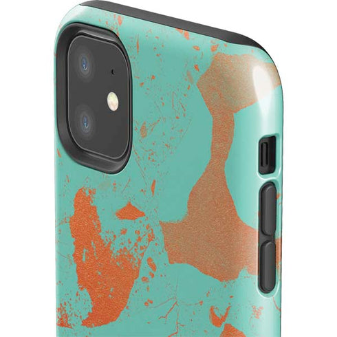 Turquoise and Orange Marble iPhone 11 Impact Case