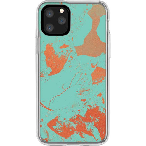 Turquoise and Orange Marble iPhone 11 Pro Clear Case
