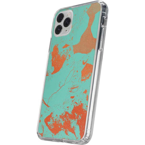 Turquoise and Orange Marble iPhone 11 Pro Clear Case