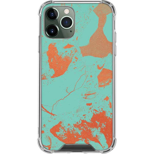 Turquoise and Orange Marble iPhone 11 Pro Max Clear Case
