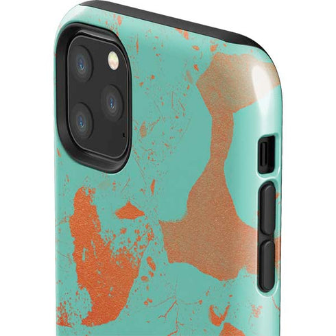 Turquoise and Orange Marble iPhone 11 Pro Max Impact Case
