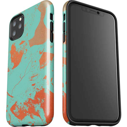 Turquoise and Orange Marble iPhone 11 Pro Max Impact Case