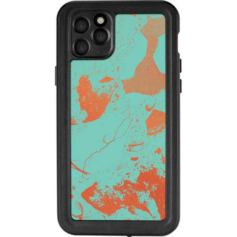 Turquoise and Orange Marble iPhone 11 Pro Max Waterproof Case