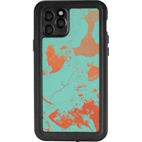 Turquoise and Orange Marble iPhone 11 Pro Waterproof Case