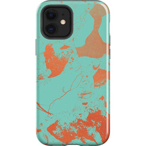 Turquoise and Orange Marble iPhone 12 Impact Case