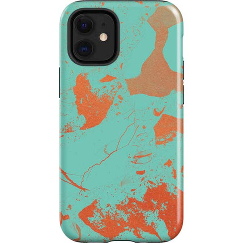 Turquoise and Orange Marble iPhone 12 Mini Impact Case