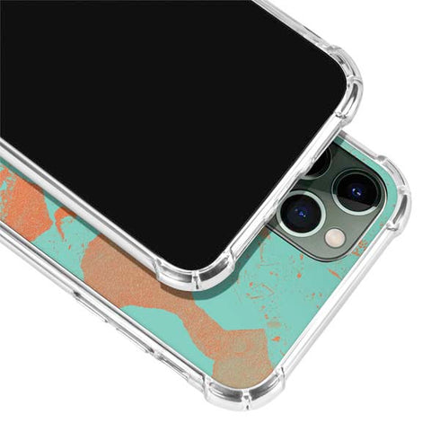 Turquoise and Orange Marble iPhone 12 Pro Clear Case
