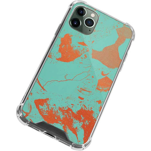 Turquoise and Orange Marble iPhone 12 Pro Clear Case