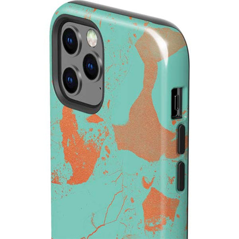 Turquoise and Orange Marble iPhone 12 Pro Impact Case