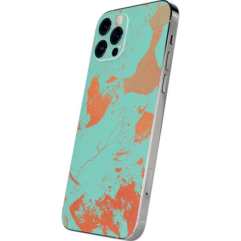 Turquoise and Orange Marble iPhone 12 Pro Skin