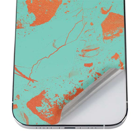 Turquoise and Orange Marble iPhone 12 Pro Skin